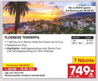 Netto Marken-Discount Trendtours touristik gmbh flugreise teneriffa Angebot