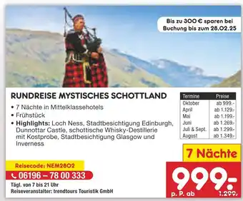 Netto Marken-Discount Trendtours touristik gmbh rundreise mystisches schottland Angebot