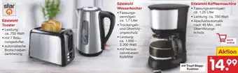 Netto Marken-Discount star Edelstahl Toaster/ Wasserkocher/Kaffeemaschine Angebot