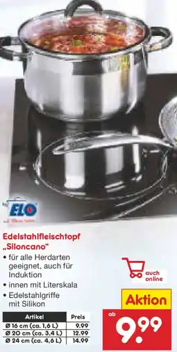 Netto Marken-Discount ELO Edelstahlfleischtopf ,,Siloncano" Angebot