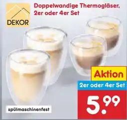 Netto Marken-Discount DEKOR Doppelwandige Thermogläser, 2er oder 4er Set Angebot