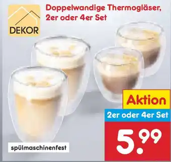 Netto Marken-Discount DEKOR Doppelwandige Thermogläser, 2er oder 4er Set Angebot