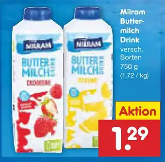 Netto Marken-Discount Milram buttermilch drink erdbeere oder zitrone Angebot