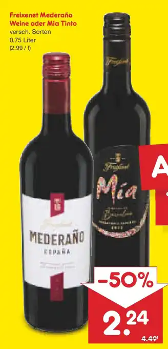 Netto Marken-Discount Freixenet Mederaño Weine oder Mia Tinto Angebot