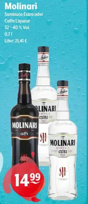 Trink und Spare Molinari Sambuca Extra oder Caffe Liqueur Angebot