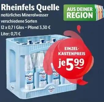 Trink und Spare Rheinfels Quelle natürliches Mineralwasser Angebot