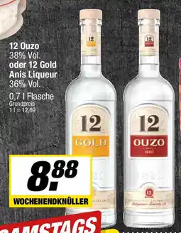 L. STROETMANN GROSSMARKT 12 Ouzo oder 12 Gold Anis Liqueur Angebot