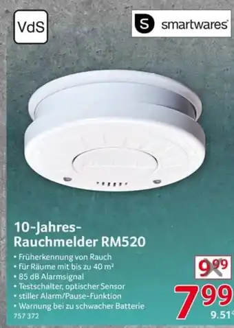 Selgros smartwares 10-Jahres- Rauchmelder RM520 Angebot