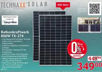 Selgros TECHNAXX SOLAR Balkonkraftwerk 800W TX-274 Angebot