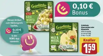 REWE Grünländer Käsescheiben oder Käsewürfel Angebot