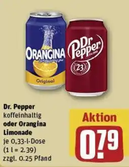 REWE Dr. Pepper koffeinhaltig oder Orangina Limonade Angebot