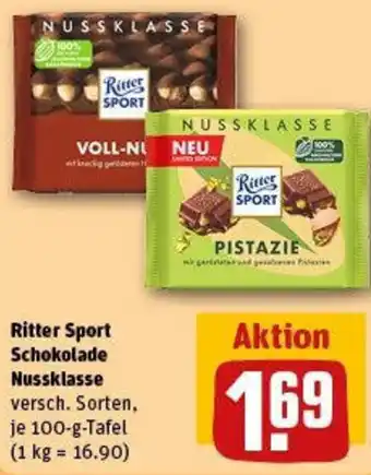 REWE Ritter Sport Schokolade Nussklasse Angebot