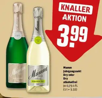 REWE Mumm Jahrgangssekt Dry oder Dry alkoholfrei Angebot