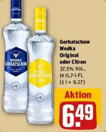 REWE Gorbatschow Wodka Original oder Citron Angebot