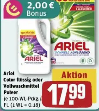 REWE Ariel Color flüssig oder Vollwaschmittel Pulver Angebot