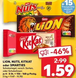 Kaufland LION, NUTS, KITKAT oder SMARTIES Schokoriegel, Angebot