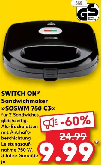 Kaufland SWITCH ON Sandwichmaker SOSWM 750 C3 Angebot