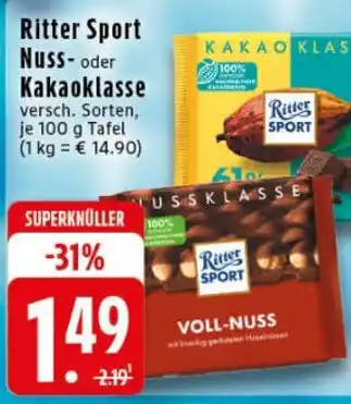 Edeka Ritter Sport Nuss- oder Kakaoklasse Angebot