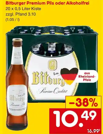 Netto Getränke Discount Bitburger Premium Pils oder Alkoholfrei Angebot