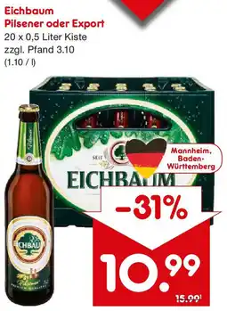 Netto Getränke Discount Eichbaum Pilsener oder Export Angebot