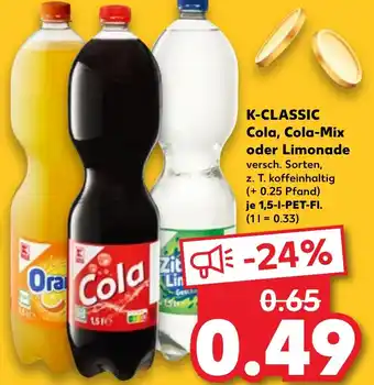 Kaufland K-CLASSIC Cola, Cola-Mix oder Limonade Angebot