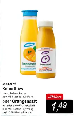 KONSUM innocent Smoothies oder Orangensaft Angebot