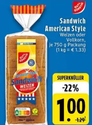 Edeka GUT & GUNSTIG Sandwich American Style Angebot