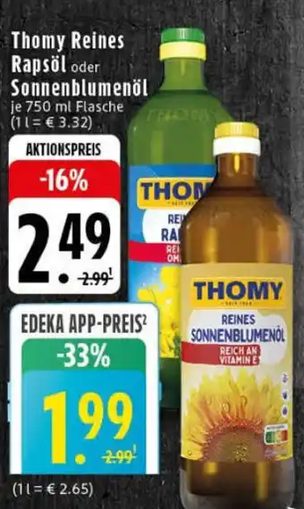 Edeka Thomy Reines Rapsöl oder Sonnenblumenöl Angebot