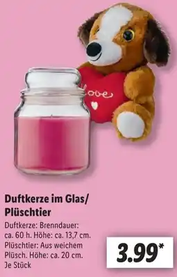 Lidl Duftkerze im Glas/ Plüschtier Angebot