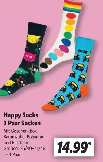 Lidl Happy Socks 3 Paar Socken Angebot