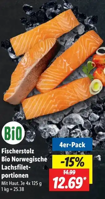 Lidl Fischerstolz Bio Norwegische Lachsfilet- portionen Angebot