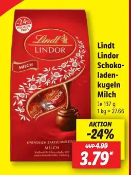 Lidl Lindt Lindor Schoko- laden- kugeln Milch Angebot