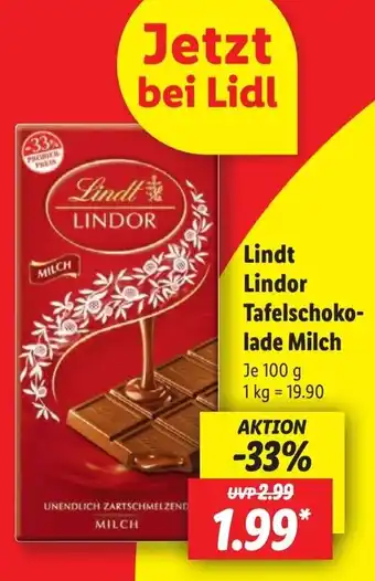 Lidl Lindt Lindor Tafelschoko- lade Milch Angebot