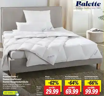 Lidl Balette Premium Feder-/ Daunen-Kopfkissen/ Daunen-Kassettenbettdecke Angebot