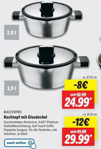 Lidl MASTERPRO Kochtopf mit Glasdeckel Angebot