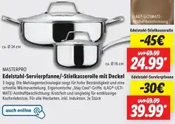 Lidl MASTERPRO Edelstahl-Servierpfanne/-Stielkasserolle mit Deckel Angebot