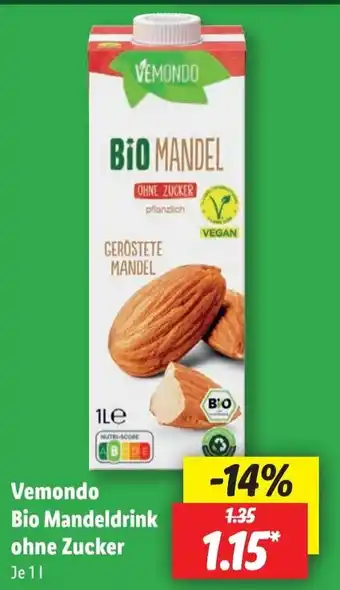 Lidl Vemondo Bio Mandeldrink ohne Zucker Angebot