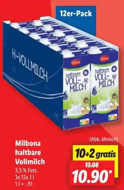 Lidl Milbona haltbare Vollmilch Angebot