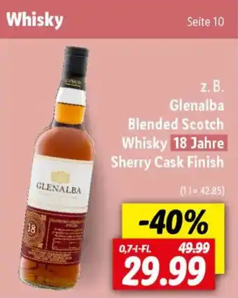 Lidl Glenalba Blended Scotch Whisky 18 Jahre Sherry Cask Finish Angebot