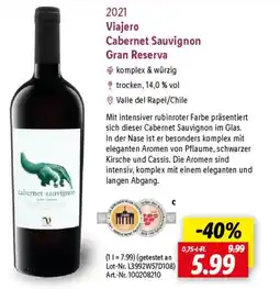 Lidl Viajero Cabernet Sauvignon Gran Reserva Angebot