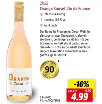 Lidl Orange Sunset Vin de France Angebot