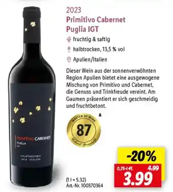 Lidl Primitivo Cabernet Puglia IGT Angebot