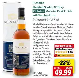 Lidl Glenalba Blended Scotch Whisky 25 Jahre Madeira Cask Finish mit Geschenkbox Angebot