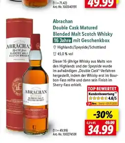 Lidl Abrachan Double Cask Matured Blended Malt Scotch Whisky 16 Jahre mit Geschenkbox Angebot