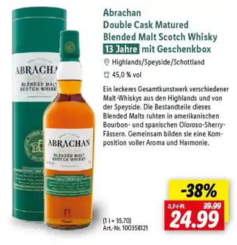 Lidl Abrachan Double Cask Matured Blended Malt Scotch Whisky 13 Jahre mit Geschenkbox Angebot