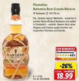 Lidl Plantation Barbados Rum Grande Réserve Angebot