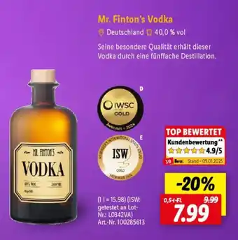 Lidl Mr. Finton's Vodka Angebot