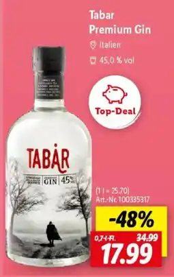 Lidl Tabar Premium Gin Angebot