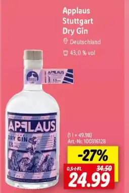 Lidl Applaus Stuttgart Dry Gin Angebot