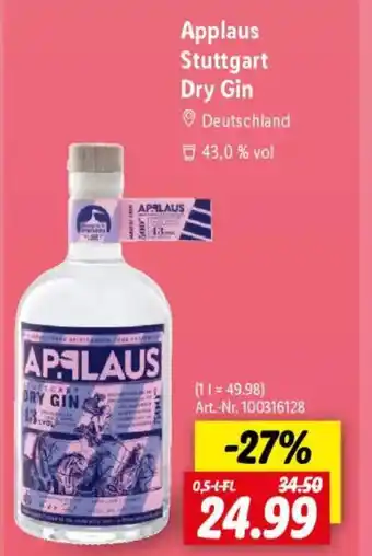 Lidl Applaus Stuttgart Dry Gin Angebot